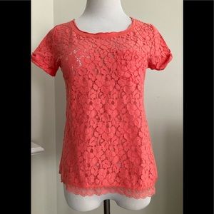 Coral Lace Cotton Top.  Doof